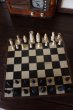 画像5: 1900年代中期　フランス製　ビンテージ　チェス　フルセット　木製駒32個　木箱付き　キング駒7.5ｃｍ　チェス盤 36.0×36.0ｃｍ (5)