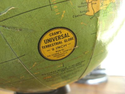 画像1: 　1930年代　アメリカ製　TERRESTRIAL GLOBE アンティーク地球儀　枯れた木製台座＆グローブが素敵です