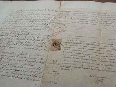 画像1: 1894年　フランス　アンティーク　マニュスクリ古文書　素晴らしい書体です！　エンボス刻印