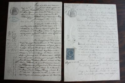 画像1: 1800年代　フランスの古文書　アンティーク・マニュスクリ　枯れたインク　美しい手書き文字　2種類　2枚　5ページ