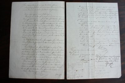 画像2: 1800年代　フランスの古文書　アンティーク・マニュスクリ　枯れたインク　美しい手書き文字 2種類　2枚　6ページ