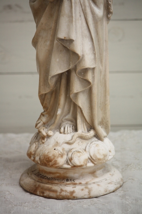 １９世紀 フランス製 薔薇冠 祈りの聖母 アンティーク マリア像 （ 8 