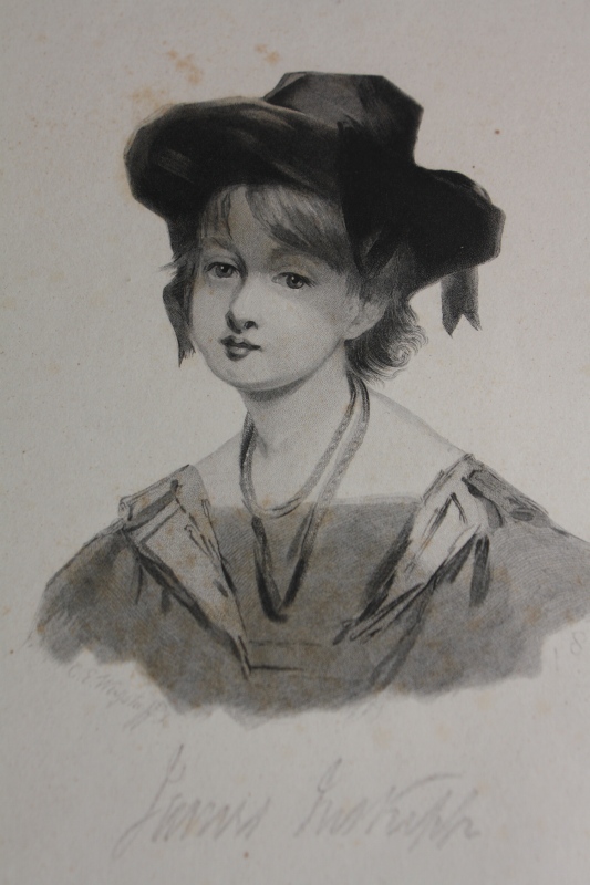 1900年代初期 フランス製 可愛い女性画 憂いのある瞳 枯れた風合いの大きなアンティークプリント 42 35ｃｍ ノッティン アンティークス