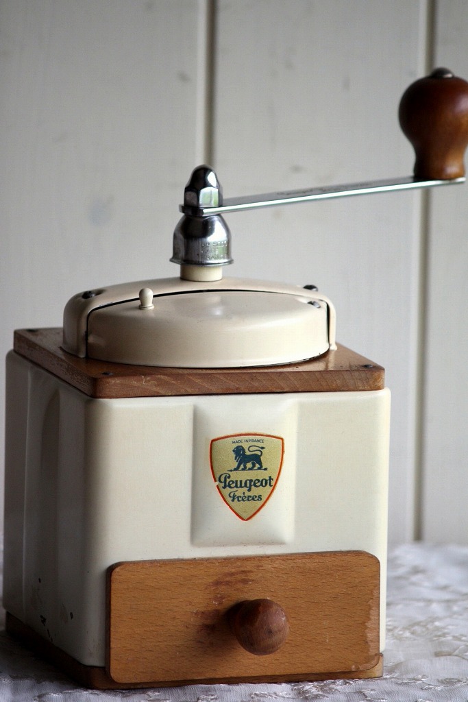 フランス アンティーク プジョー製 コーヒー ミル グラインダー 木製 レア-