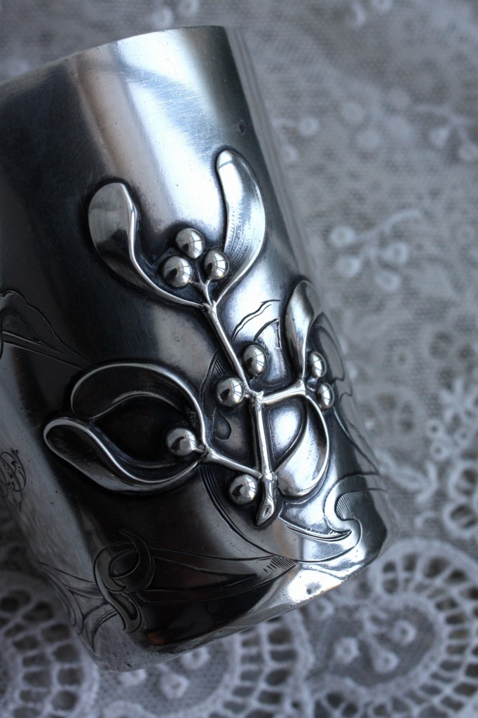 希少 1800年代後期フランス製 純銀製 ヤドリギのゴブレット ファースト 