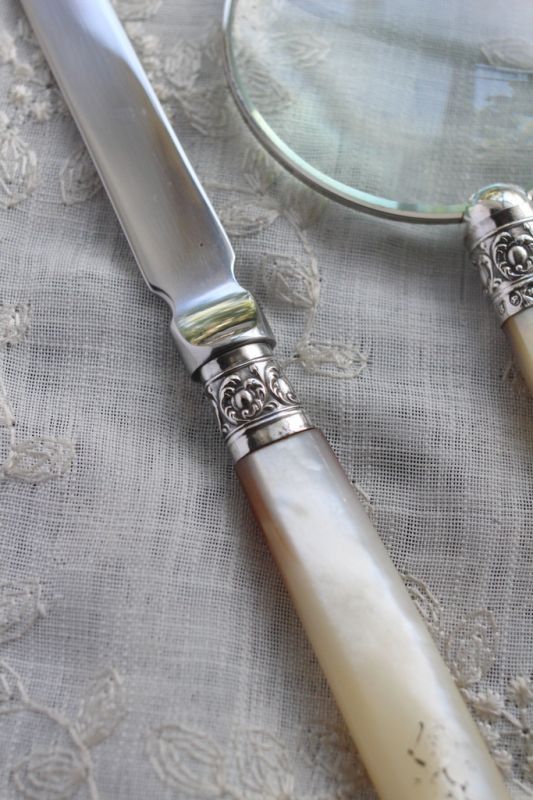 美品 英国アンティークシルバー 純銀製 ルーペ ＆ ペーパーナイフ 