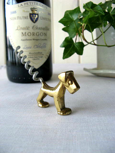 ☆可愛いですよ！真鍮製 犬型ワインオープナー（1933年製・イギリス製 
