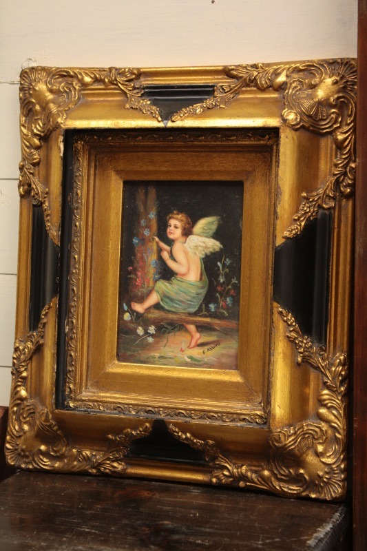 英国ロンドンCarvers & Gilders エンジェル（天使）キャンバスに油彩画