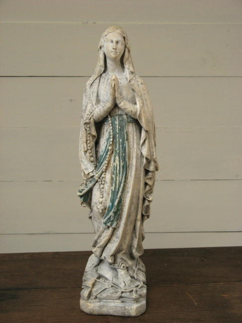 フランス製 「奇跡の泉 ルルド」のアンティーク 聖母マリア像☆ 30ｃｍ