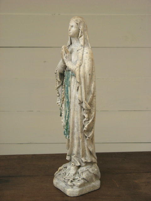 フランス製 「奇跡の泉 ルルド」のアンティーク 聖母マリア像☆ 30ｃｍ